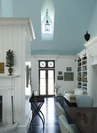 room with blue ceiling